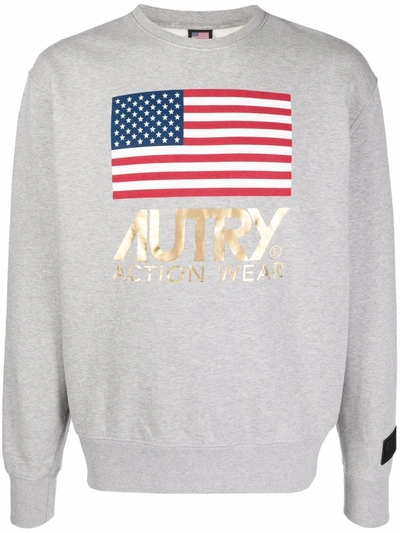 Autry Logo-print Cotton Sweatshirt In Grey