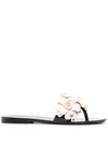 Kate Spade Jaylee 3d Flower Ladybug Sandals In Black/french Cream