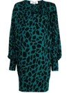 Diane Von Furstenberg Reese Oversized Gathered Printed Jersey Mini Dress In Grün