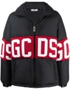 Gcds Logo-print Feather-down Jacket In Schwarz