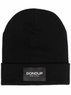 Dondup Wool-blend Logo Beanie In Schwarz