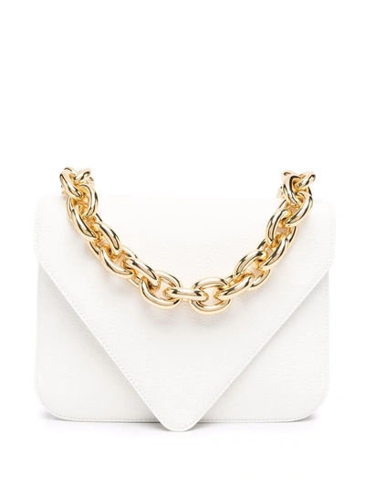 Bottega Veneta Chain-link Detail Crossbody Bag In White Gold