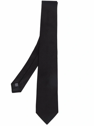 Lanvin Pointed Silk Tie In Black