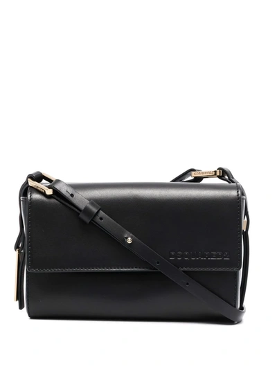 Dsquared2 Logo-charm Leather Shoulder Bag In Schwarz