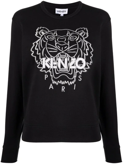 Kenzo Tiger-embroidered Crewneck Sweatshirt In Black,blue,white