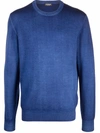Dondup Fadded Merino Jumper In Blau