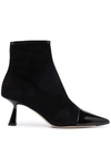 Jimmy Choo Kix 65 Patent Leather-trimmed Suede Ankle Boots In Schwarz