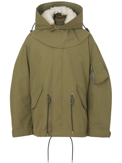 Burberry Technical Parka With Detachable Shearl In Grün