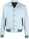 Amiri Embroidered-logo Wool Bomber Jacket In Blue