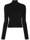 Patou Narrow Ribbed Sweater With Turtleneck In Schwarz