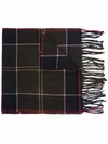 Barbour Check-print Frayed-edge Scarf In Blau