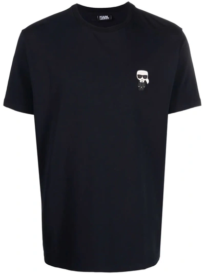 Karl Lagerfeld Patch-detail Cotton T-shirt In Blue