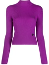 Patou High-neck Ribbed-knit Jumper In Pink