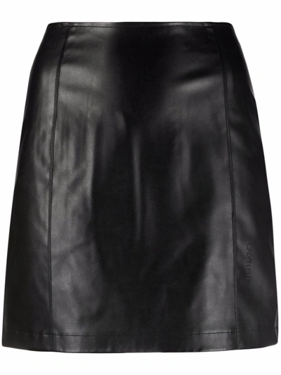 Calvin Klein Jeans Est.1978 Faux Leather Mini Skirt In Black