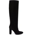 Via Roma 15 Black Suede Ankle Boots With Refined Block Heel In Schwarz
