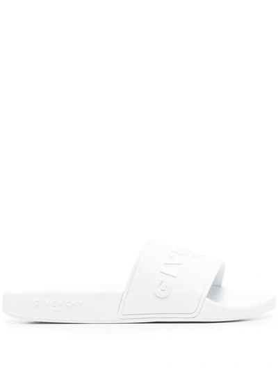 Givenchy White Logo Flat Sandals