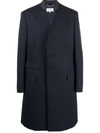 Maison Margiela Cavalry Single-breasted Wool Coat In Blau