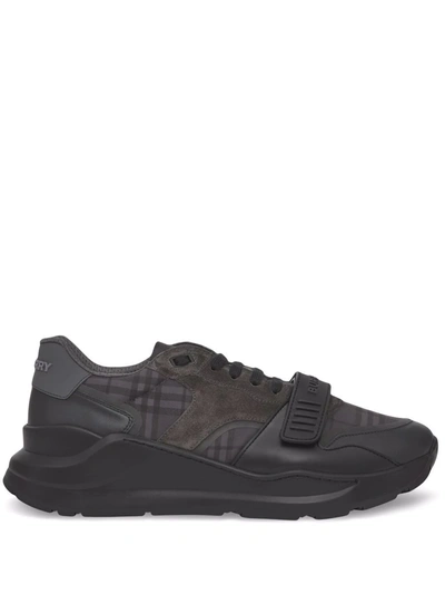 Burberry Ramsey Check Low-top Sneakers In Dark Charcoal