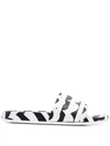 Adidas Originals Marimekko Adilette Slides In Black And White In Weiss