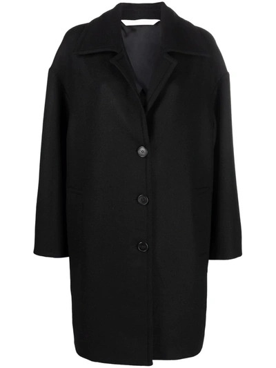 Palm Angels Logo-print Single-breasted Coat In Black