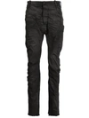 MASNADA WRINKLED-EFFECT STRETCH-COTTON SKINNY TROUSERS