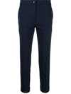 Etro Cropped Cotton-blend Trousers In Blue