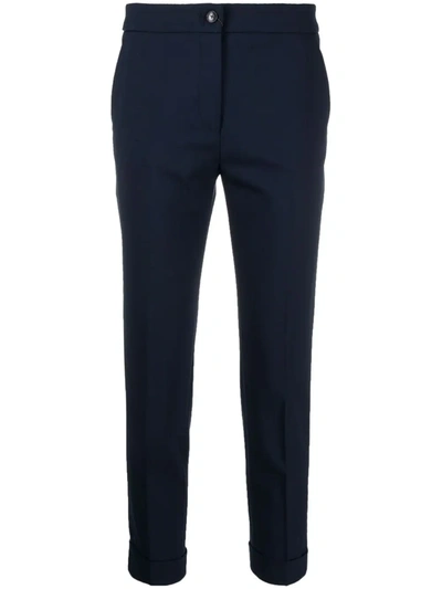 Etro Cropped Cotton-blend Trousers In Blue