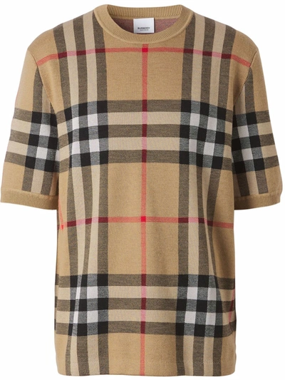 Burberry Merino Wool And Mulberry Silk Blend T-shirt In Beige