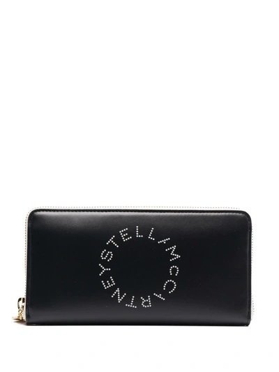 Stella Mccartney Stella Logo Continental Wallet In Schwarz