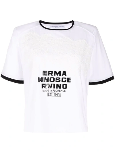 Ermanno Scervino Lace Inserts T-shirt In Bright White/ottco