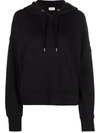 Moncler Logo Back Cotton Blend Hoodie In Schwarz
