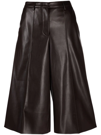 Blanca Vita High-waisted Faux Leather Culottes In Braun