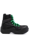 Bottega Veneta Puddle Bomber Lace-up Boots In Schwarz