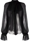 Atu Body Couture Bow-detail Silk Blouse In Schwarz