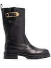 VERSACE SAFETY PIN MID-CALF BOOTS