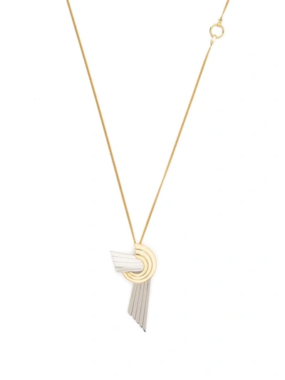 Leda Madera Meryl  Brass Necklace With Pendant Detail In Metallic