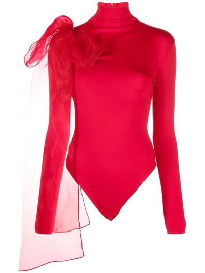 Atu Body Couture Bow-detail Roll-neck Bodysuit In Red