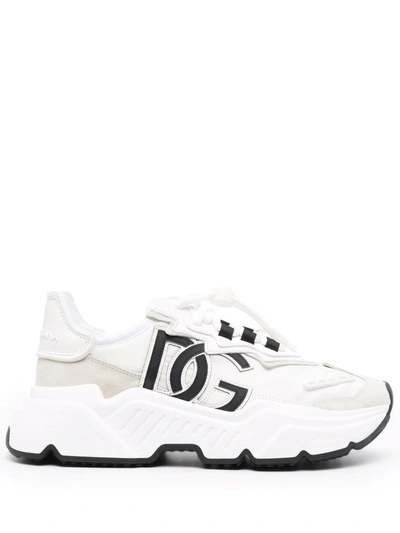 Dolce & Gabbana Woman Multicolor Fabric And Leather Daymaster Sneakers In White