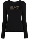 Ea7 Gem-logo Round Neck T-shirt In Schwarz
