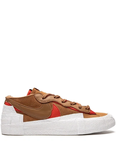 Nike Mens Light British Tan Univer Sacai X Blazer Low Leather And Suede Low-top Trainers 7.5 In Brown