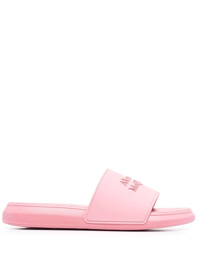 Alexander Mcqueen Logo Slide Sandal In Pink