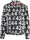 424 Logo-print Cotton-blend Denim Jacket In Grau