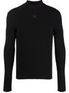 Courrèges Ribbed Knit Roll-neck Jumper In Schwarz