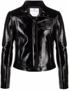 Courrèges High-shine Leather-look Jacket In Schwarz