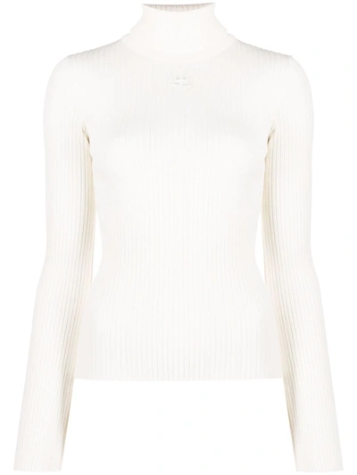 Courrèges Re-edition Rib Knit Mockneck Sweater In White