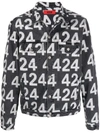 424 Logo-print Cotton-blend Denim Jacket In Schwarz