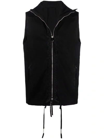 Boris Bidjan Saberi Layered Zip-up Lightweight Jacket In Schwarz