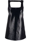 Courrèges Open-back Coated Cotton-blend Mini Dress In Blau