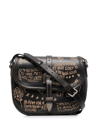 Golden Goose All-over Graphic Print Shoulder Bag In Braun