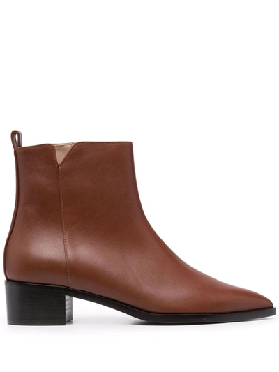 Scarosso Alba Leather Ankle Boots In Chestnut - Calf